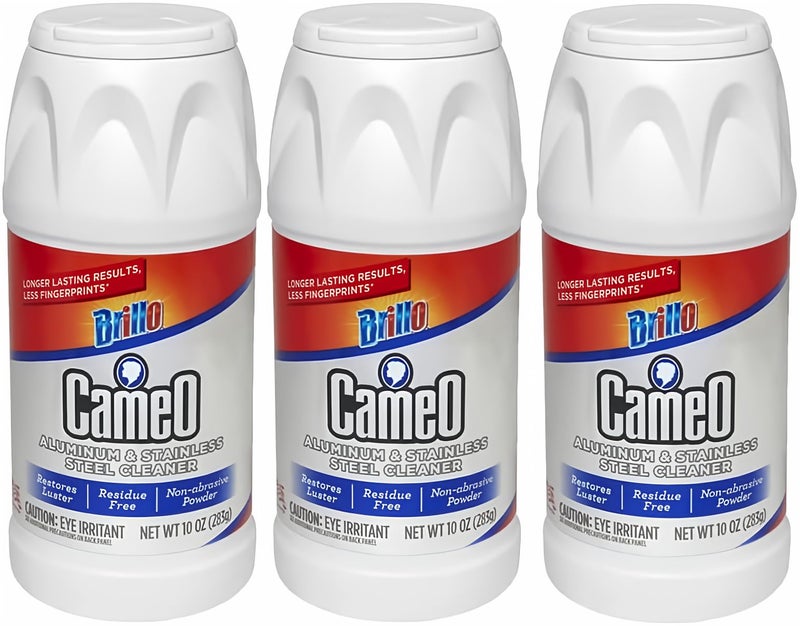Brillo Cameo Cleaner, Perfect on Aluminum, Stainless Steel, No Scratch Formula 10 Ounce (Pack of 3) - Image 1